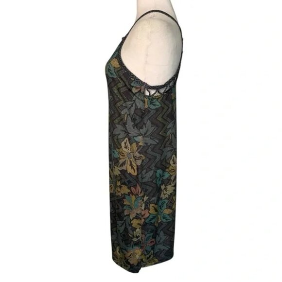 Prana Floral Halter Lattice Back Halter Style Built-In Bra Dress Like NEW! - Picture 4 of 8